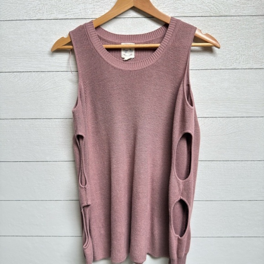 Hippie Rose | Mauve Cutout Sleeve Sweater – Soft Edge | Size L